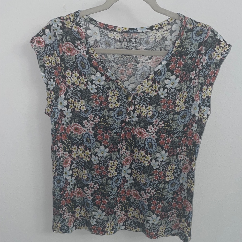 LOFT Floral linen tee